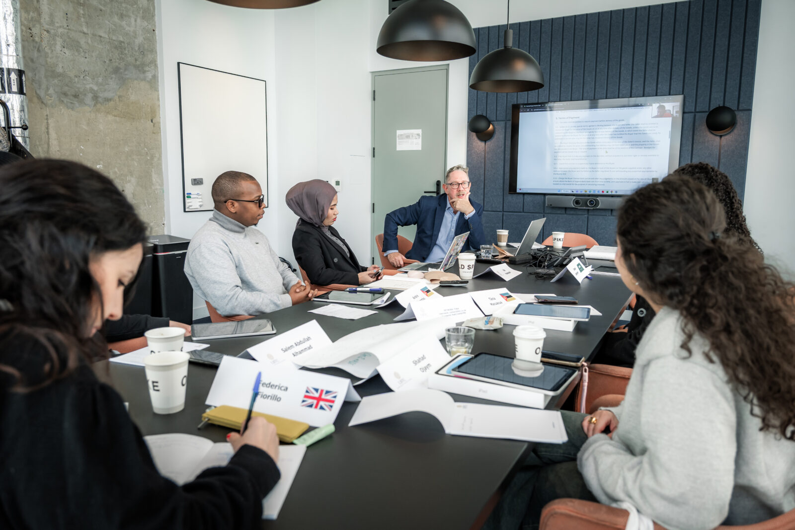 Business professionals attending a corporate training session