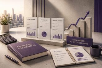 Financial statements showing income statement, balance sheet and cash flow analysis