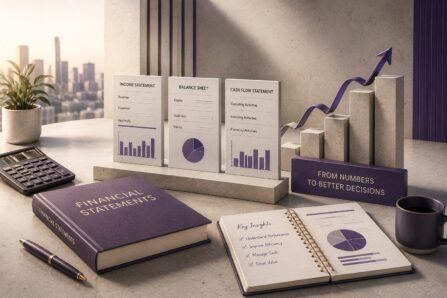 Financial statements showing income statement, balance sheet and cash flow analysis