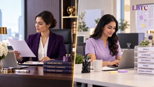 Secretary and administrative assistant roles compared in a workplace setting